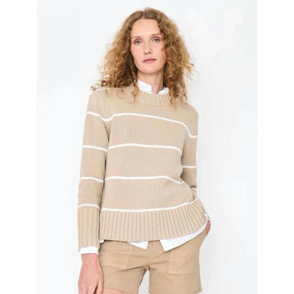 NEW KULE tatum sweater in sand/white ministripe